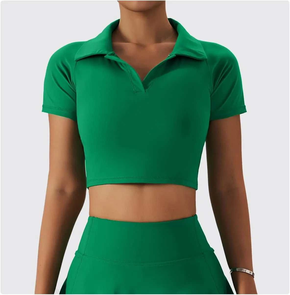 2 Piece Tennis Dress for Women High Waist Pleated Tennis Skirt with Shorts Short Sleeve Crop Golf Workout Skirts Sets