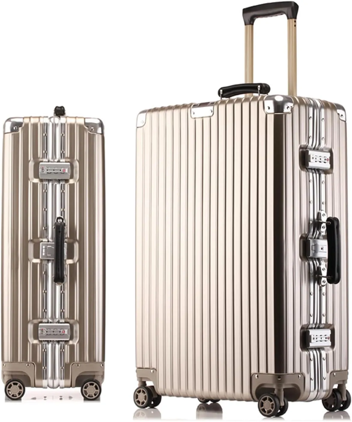20 Inch Hard Shell Carry On Luggage with Wheels - Aluminum Frame Suitcase for Men and Women - Ideal Travel Gift, White(Gold,20in)