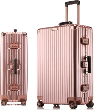 20 Inch Hard Shell Carry On Luggage with Wheels - Aluminum Frame Suitcase for Men and Women - Ideal Travel Gift, White(Pink,20in)