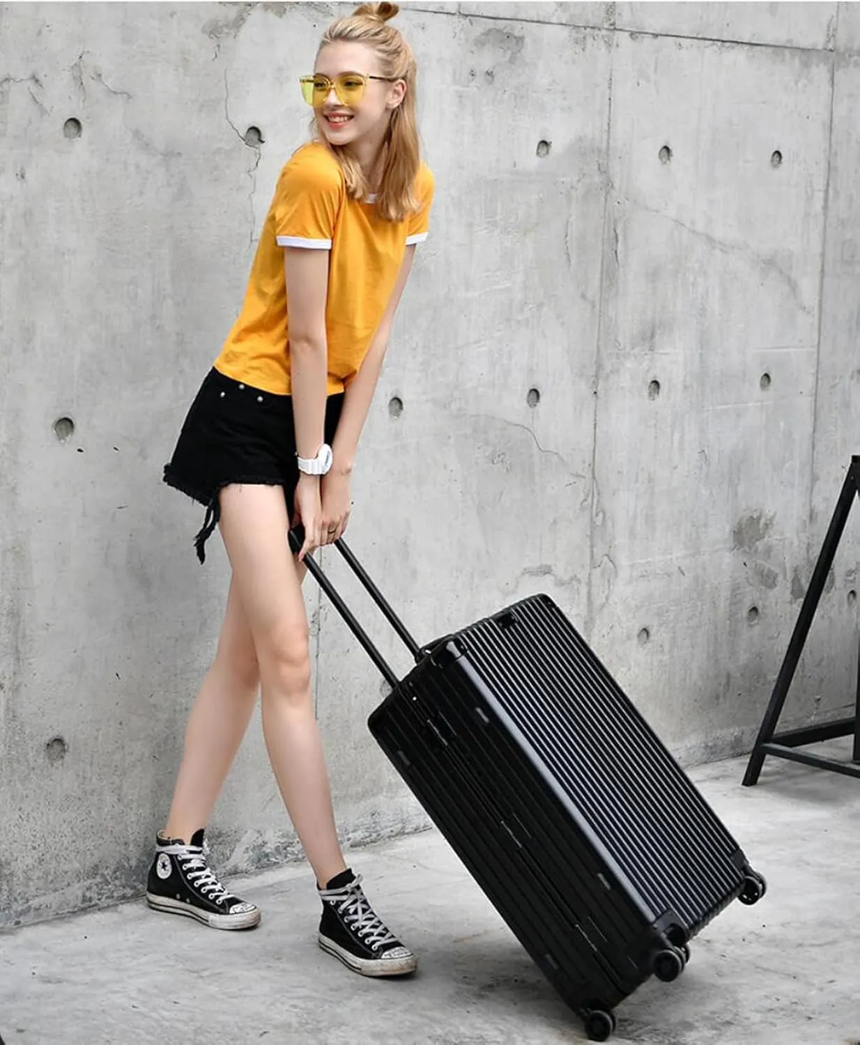 20 Inch Hard Shell Carry On Luggage with Wheels - Aluminum Frame Suitcase for Men and Women - Ideal Travel Gift, White(Pink,20in)