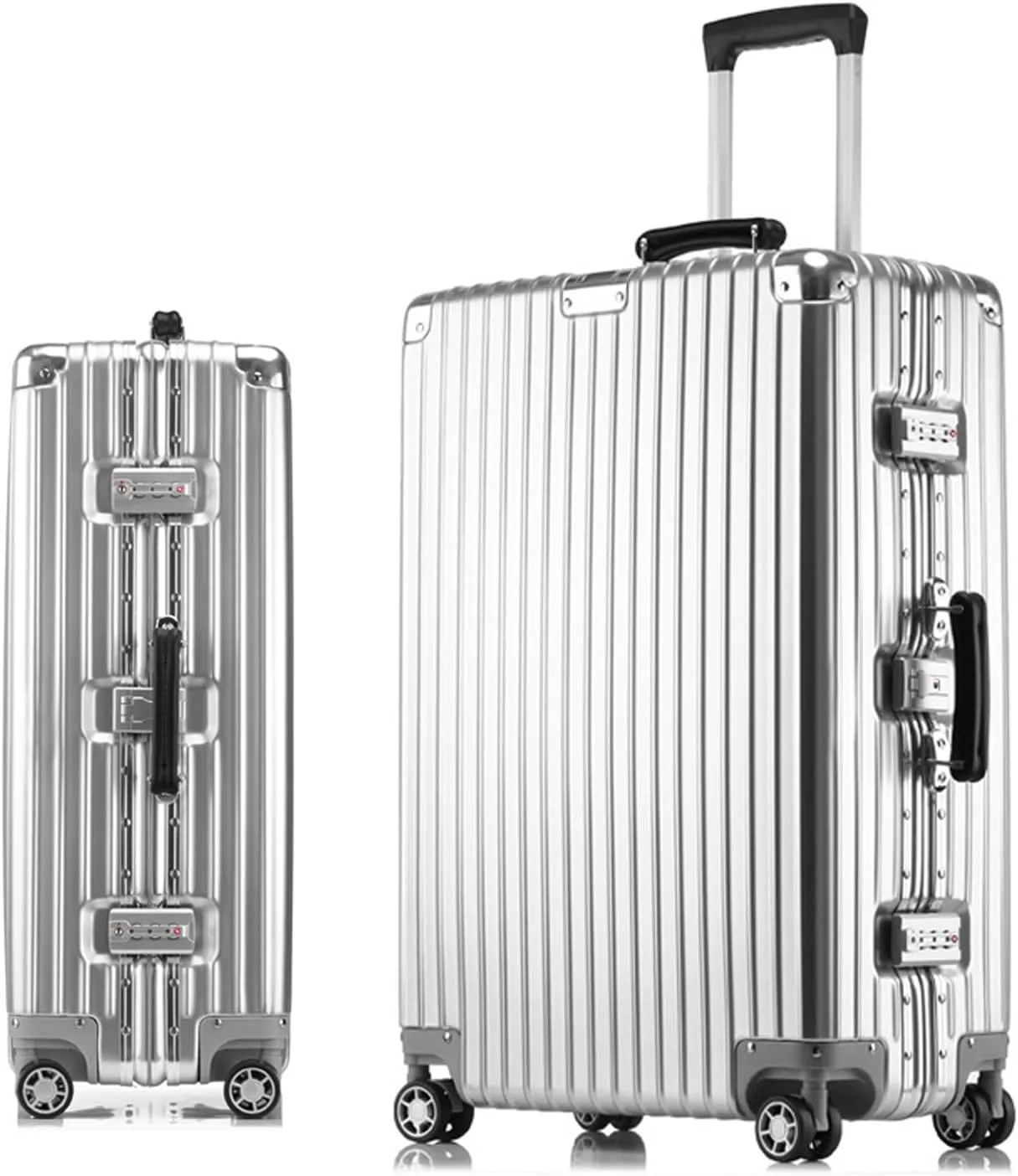 20 Inch Hard Shell Carry On Luggage with Wheels - Aluminum Frame Suitcase for Men and Women - Ideal Travel Gift, White(Silver,20in)