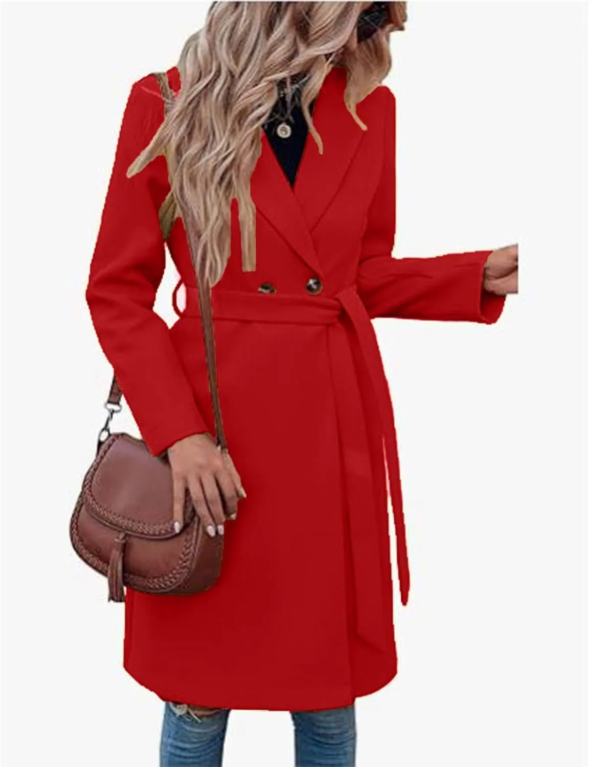 2024 Trench Coats For Women Fall Fashion Long Sleeve Long Length Coats Dressy Casual Notch Collar Overcoats With Belt