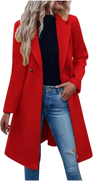 2024 Trench Coats For Women Fall Fashion Long Sleeve Long Length Coats Dressy Casual Notch Collar Overcoats With Belt