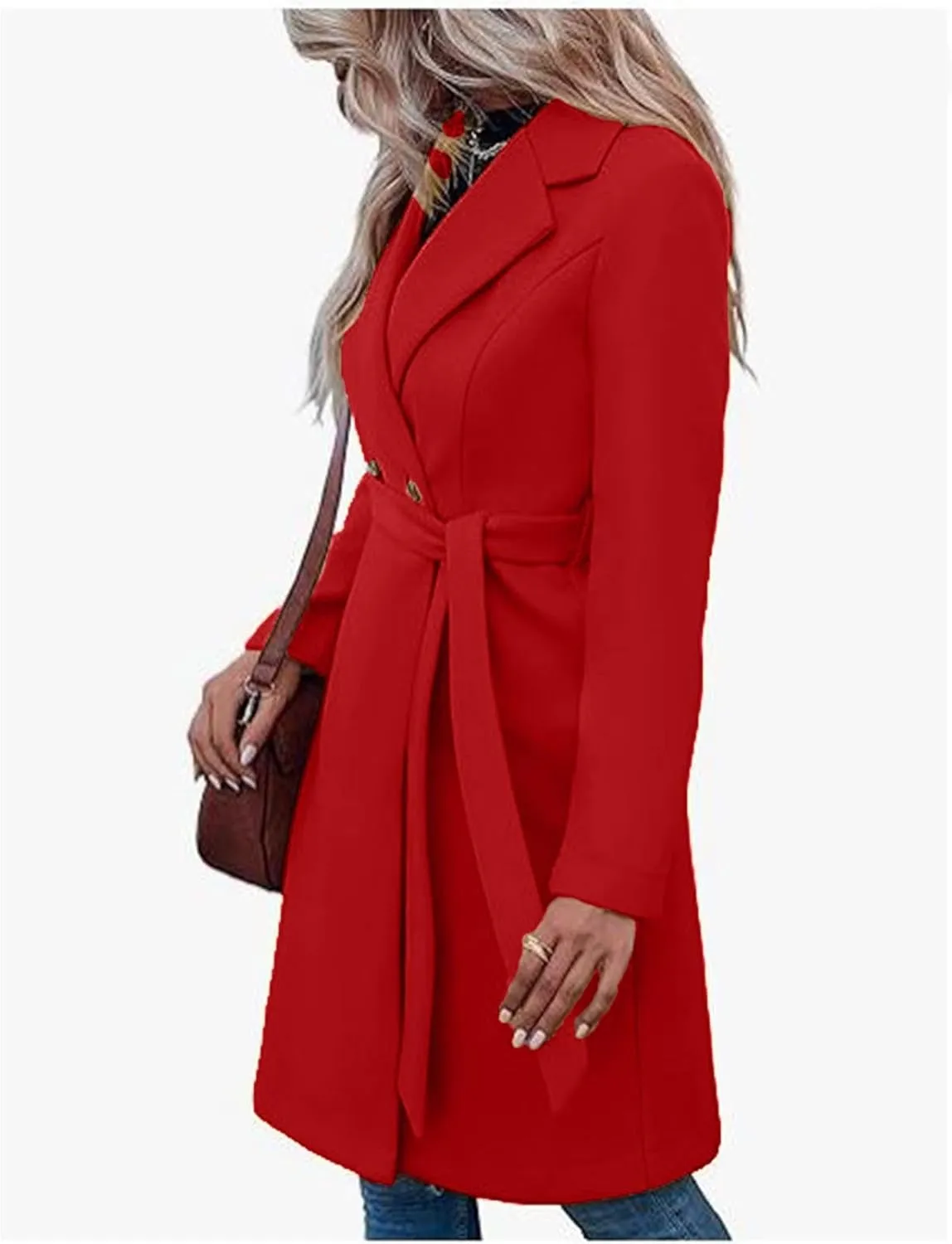 2024 Trench Coats For Women Fall Fashion Long Sleeve Long Length Coats Dressy Casual Notch Collar Overcoats With Belt