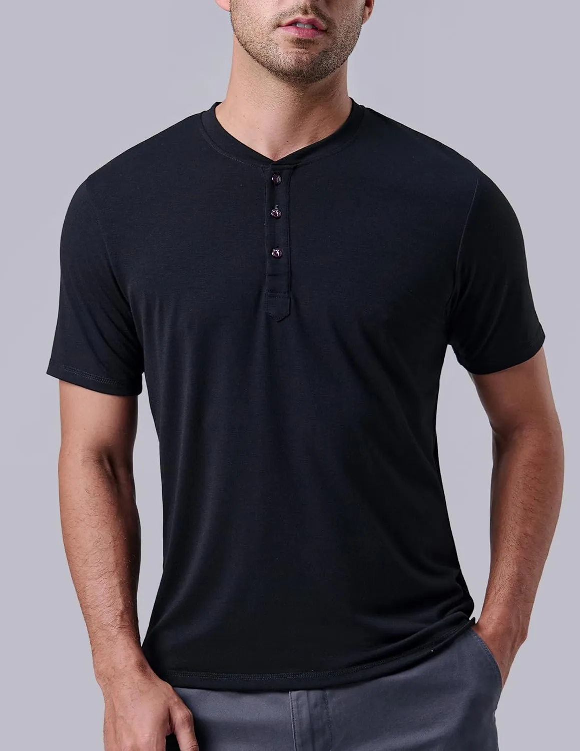 3 Pack: Casual Short Sleeve Henley Shirts for Men, Relaxed Fit Summer T Shirts Basic Tees Athleisure Wear