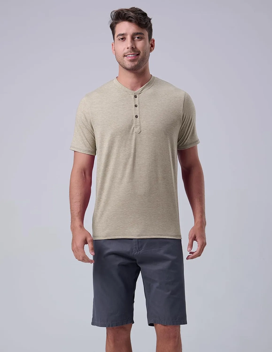 3 Pack: Casual Short Sleeve Henley Shirts for Men, Relaxed Fit Summer T Shirts Basic Tees Athleisure Wear