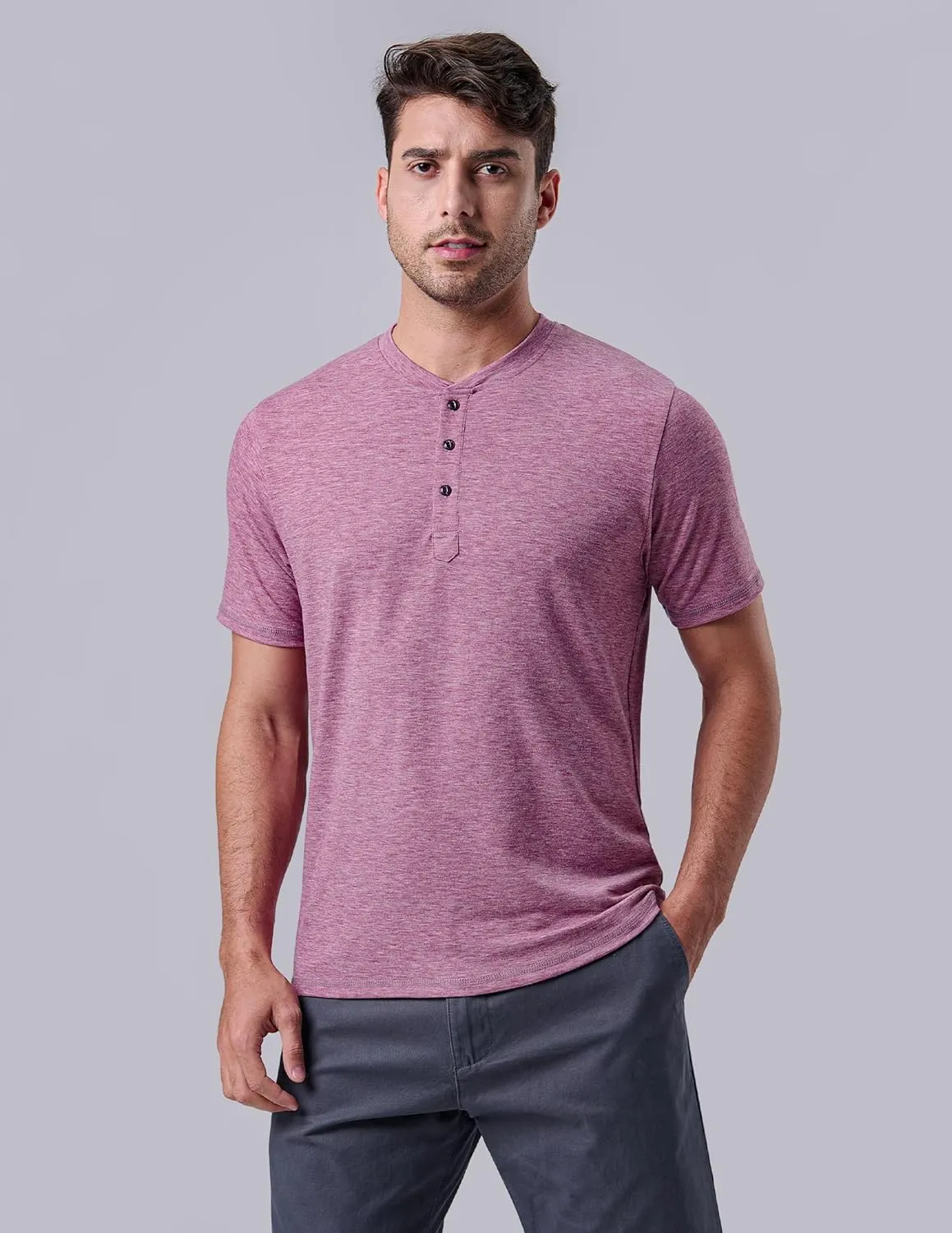 3 Pack: Casual Short Sleeve Henley Shirts for Men, Relaxed Fit Summer T Shirts Basic Tees Athleisure Wear