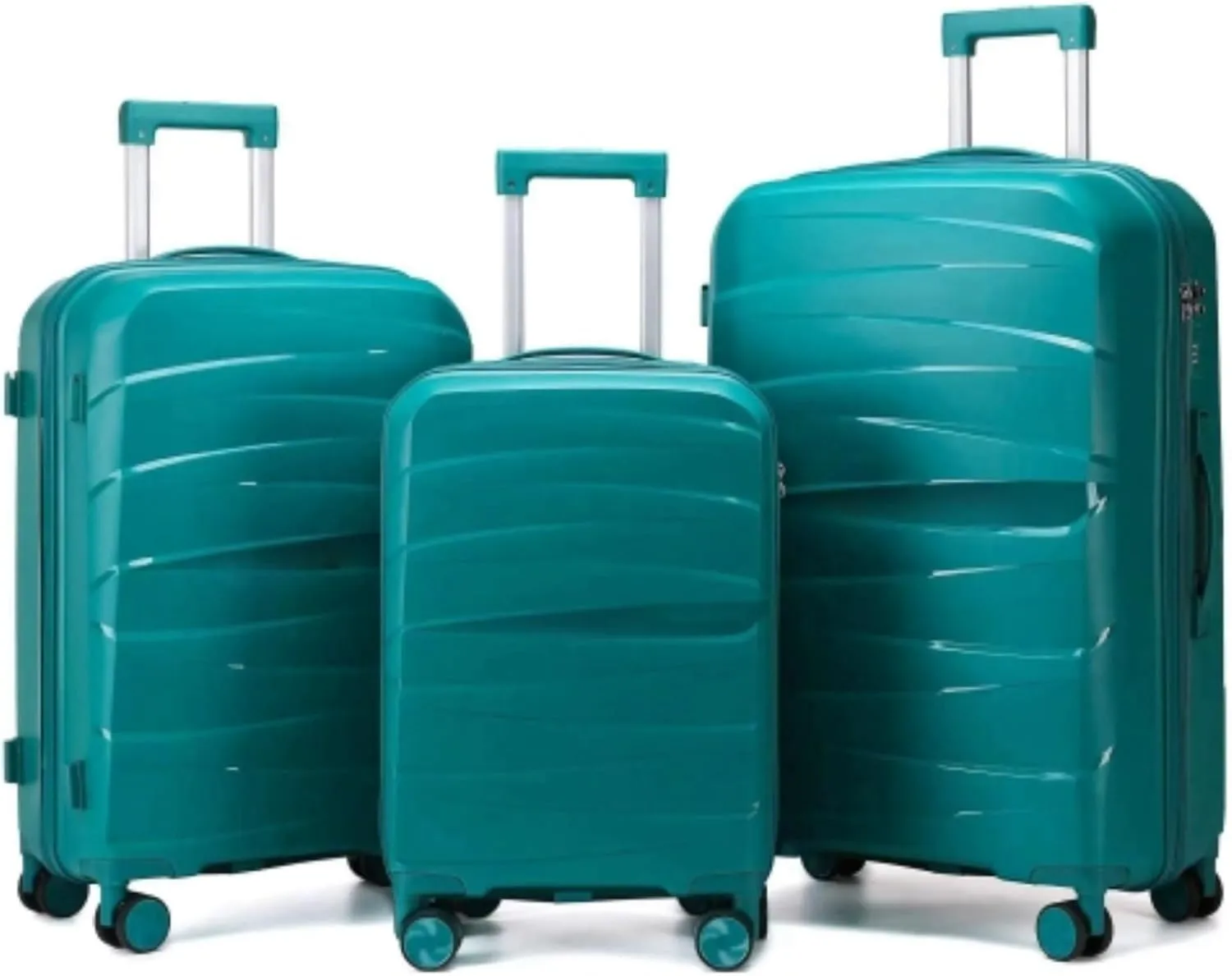 3-piece Luggage Set, Hard-shell Suitcase Set, 20-inch 24-inch 28-inch, with TSA Lock, Spinner Wheels, Silicone Handle, Telescopic Handle, Suitable for Outdoor Travel, Antique Green