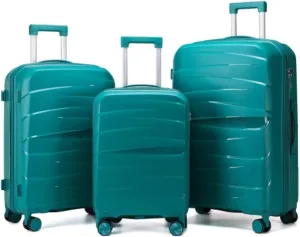 3-piece Luggage Set, Hard-shell Suitcase Set, 20-inch 24-inch 28-inch, with TSA Lock, Spinner Wheels, Silicone Handle, Telescopic Handle, Suitable for Outdoor Travel, Antique Green