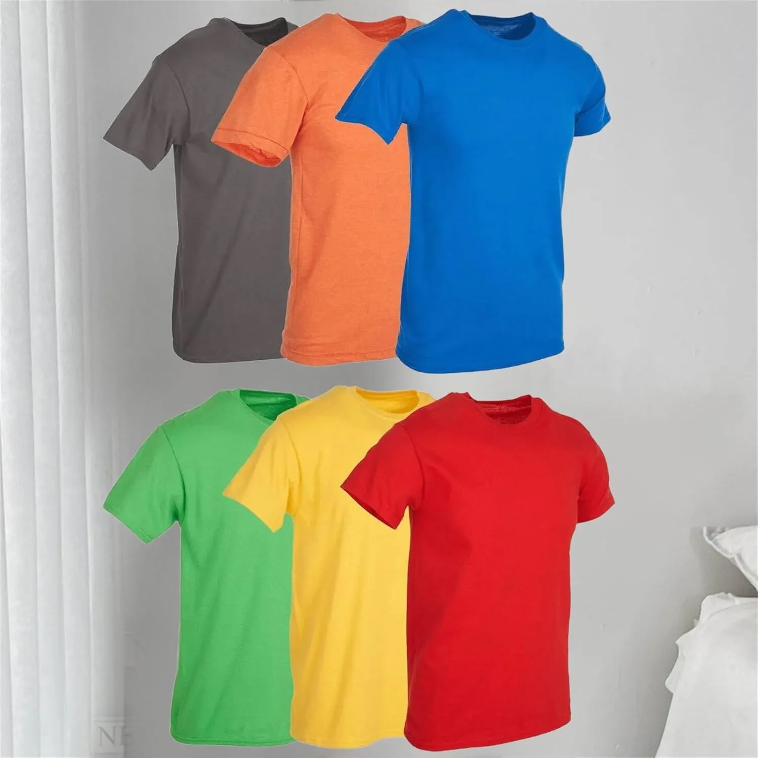6 Pack Men's Muscle T-Shirts Summer Solid Basic Base Layer Shirts Lightweight Plain Crewneck Short Sleeve T Shirt