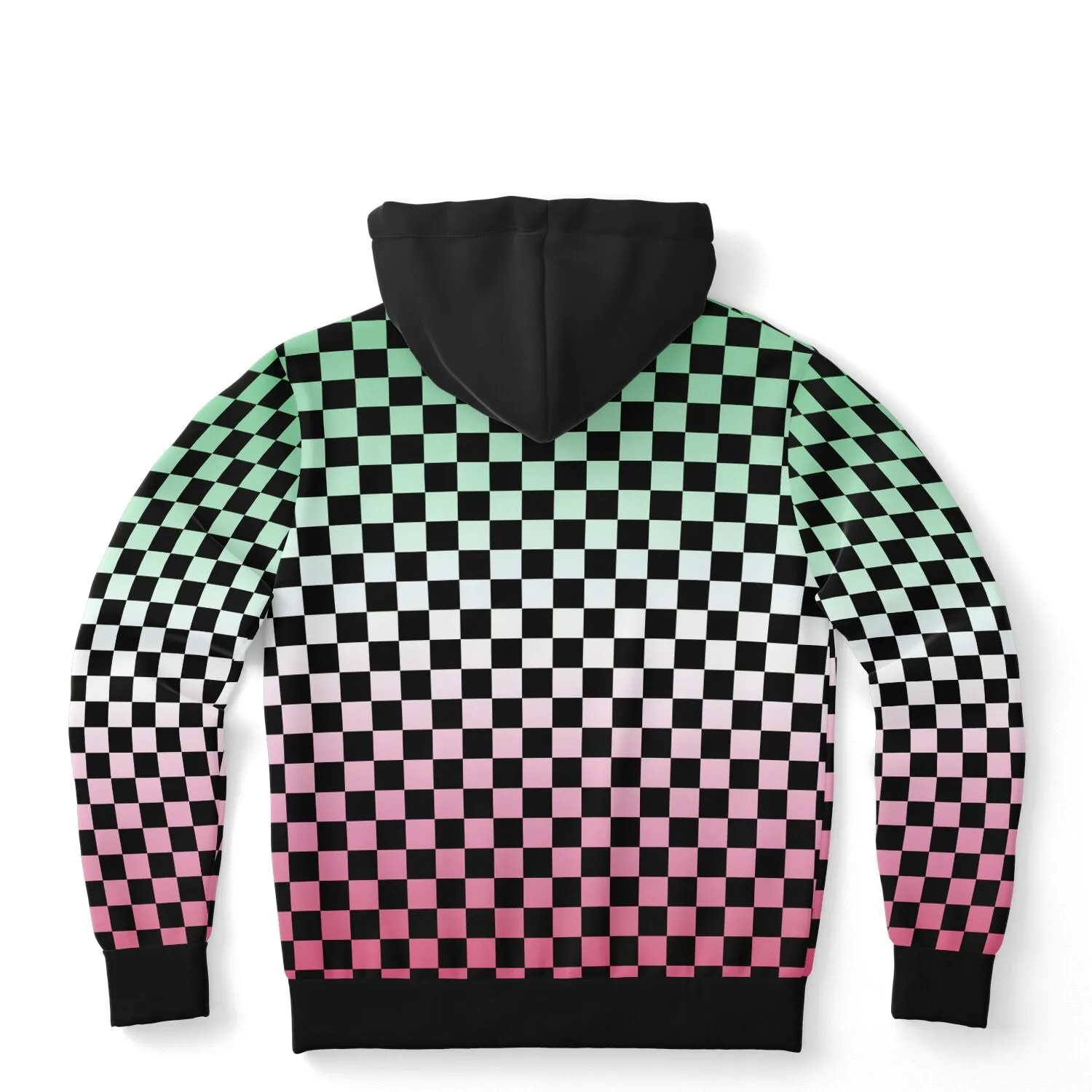 Abrosexual Pride Black Contrast Checkered Pullover Hoodie