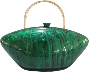 Acrylic Shell Shaped Bag Acrylic Purses and Handbags for Women Marble Clutch Purse for Wedding Party(B-Green)