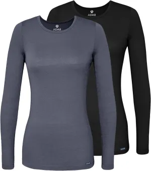 Adar Women 2 Pack Long Sleeve Underscrub Comfort Tee