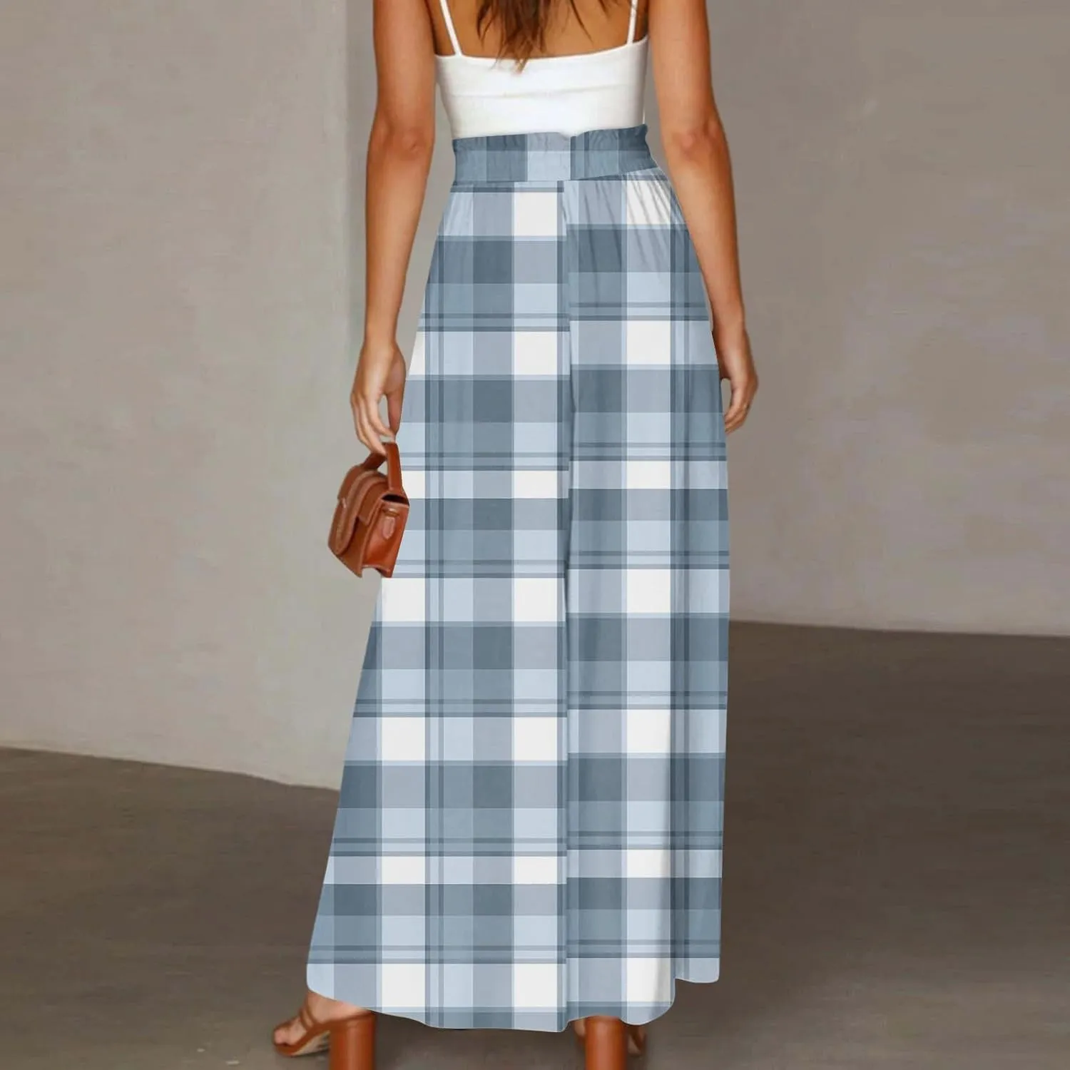 ADHOWBEW Maxi Skirts for Women Bohemian Floral Print Elastic Waist Cotton African Sexy Smocked Casual Flowy Skirts