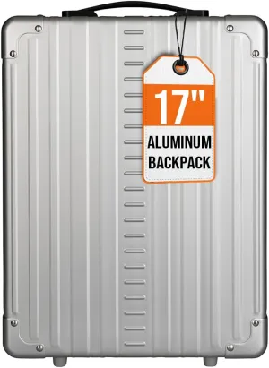 All Aluminum Lightweight 17" Hybrid Backpack for Men & Women, Fits 15" Laptop, Premium Hard Shell Backpack for Business Travel with RFID blocker for Tech, Executive, Gamers, Photographer (Silver)