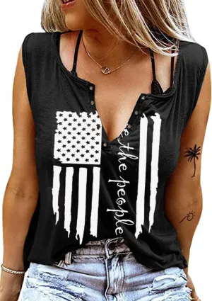 American Flag Tank Top for Women 4th of July Shirts Sleeveless Patriotic Shirts Fourth of July Top