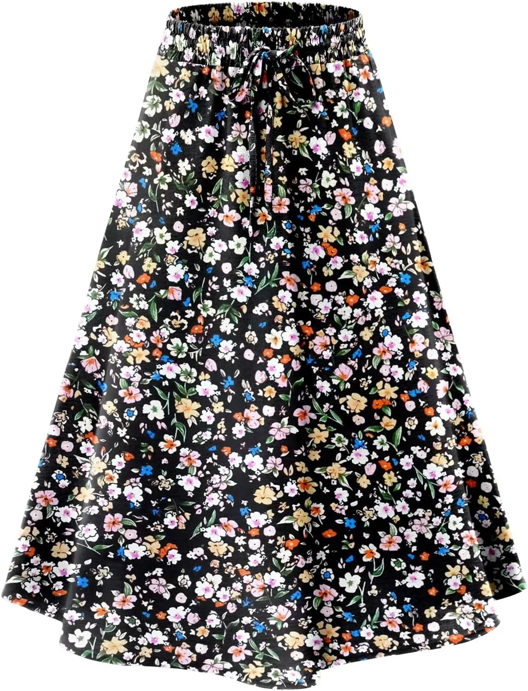 Angerella Womens Skirt Midi High Waist A-Line Casual Floral Print Trendy Bohemia Work Elegant with Pockets