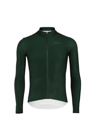 Ascender Thermal Mens Long Sleeve Cycling Jersey in Dark Green by Suarez