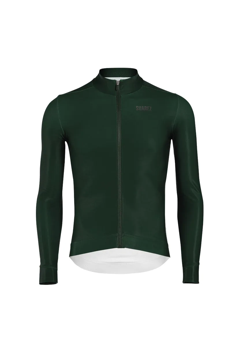 Ascender Thermal Mens Long Sleeve Cycling Jersey in Dark Green by Suarez