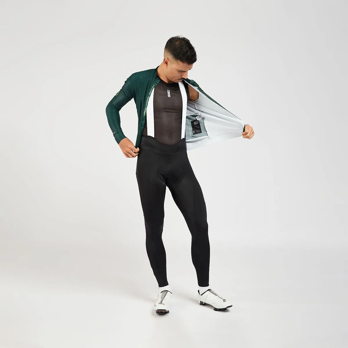 Ascender Thermal Mens Long Sleeve Cycling Jersey in Dark Green by Suarez