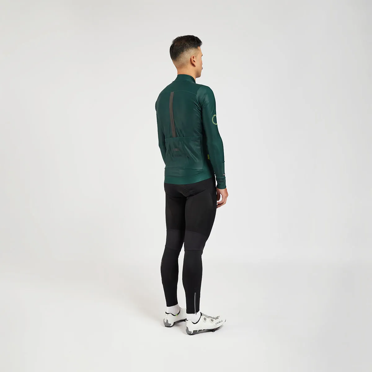 Ascender Thermal Mens Long Sleeve Cycling Jersey in Dark Green by Suarez