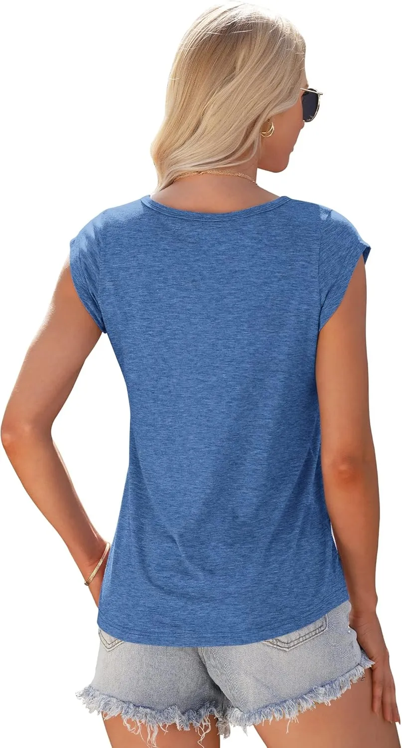 AUSELILY Womens Cap Sleeve T-Shirt Casual Loose Fit Tank Tops