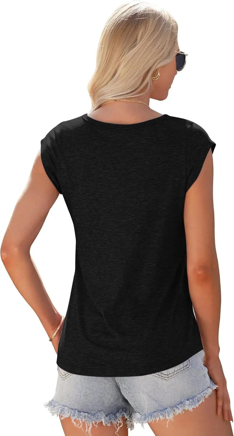 AUSELILY Womens Cap Sleeve T-Shirt Casual Loose Fit Tank Tops