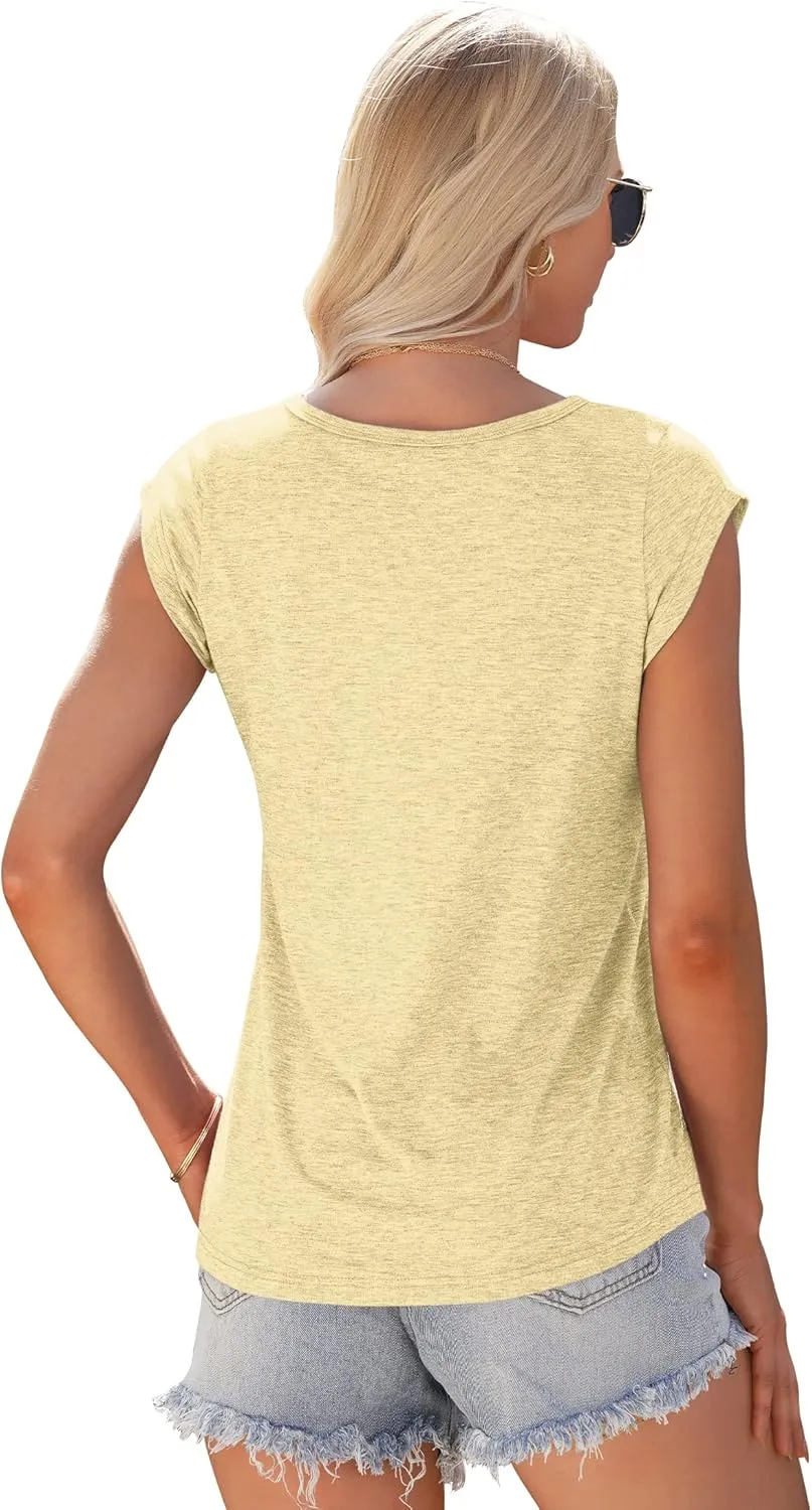 AUSELILY Womens Cap Sleeve T-Shirt Casual Loose Fit Tank Tops