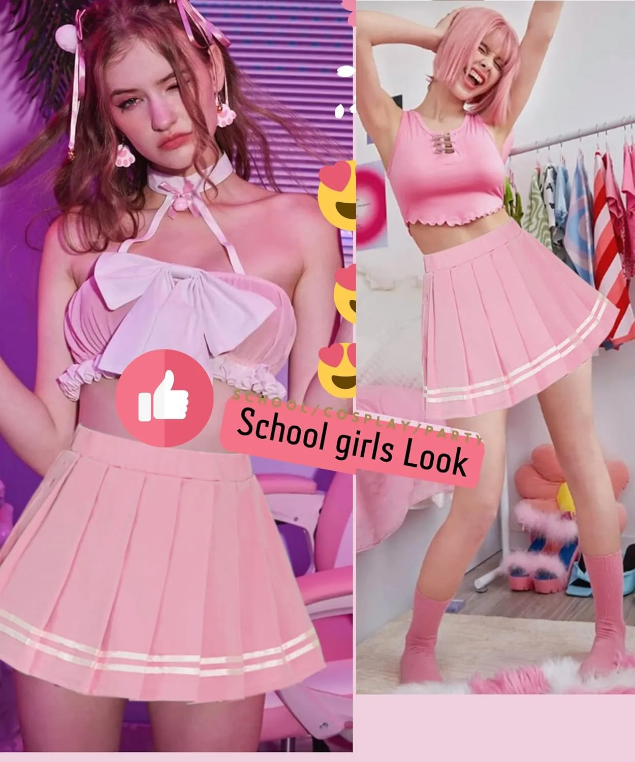 Avidlove Womens Pleated Skirt School Uniform Skirt Mini Skirt Pleated Cheer Skirt