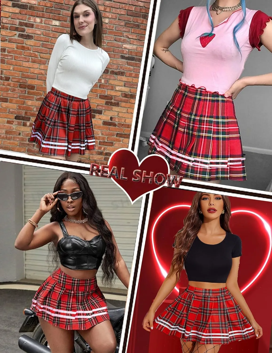 Avidlove Womens Pleated Skirt School Uniform Skirt Mini Skirt Pleated Cheer Skirt