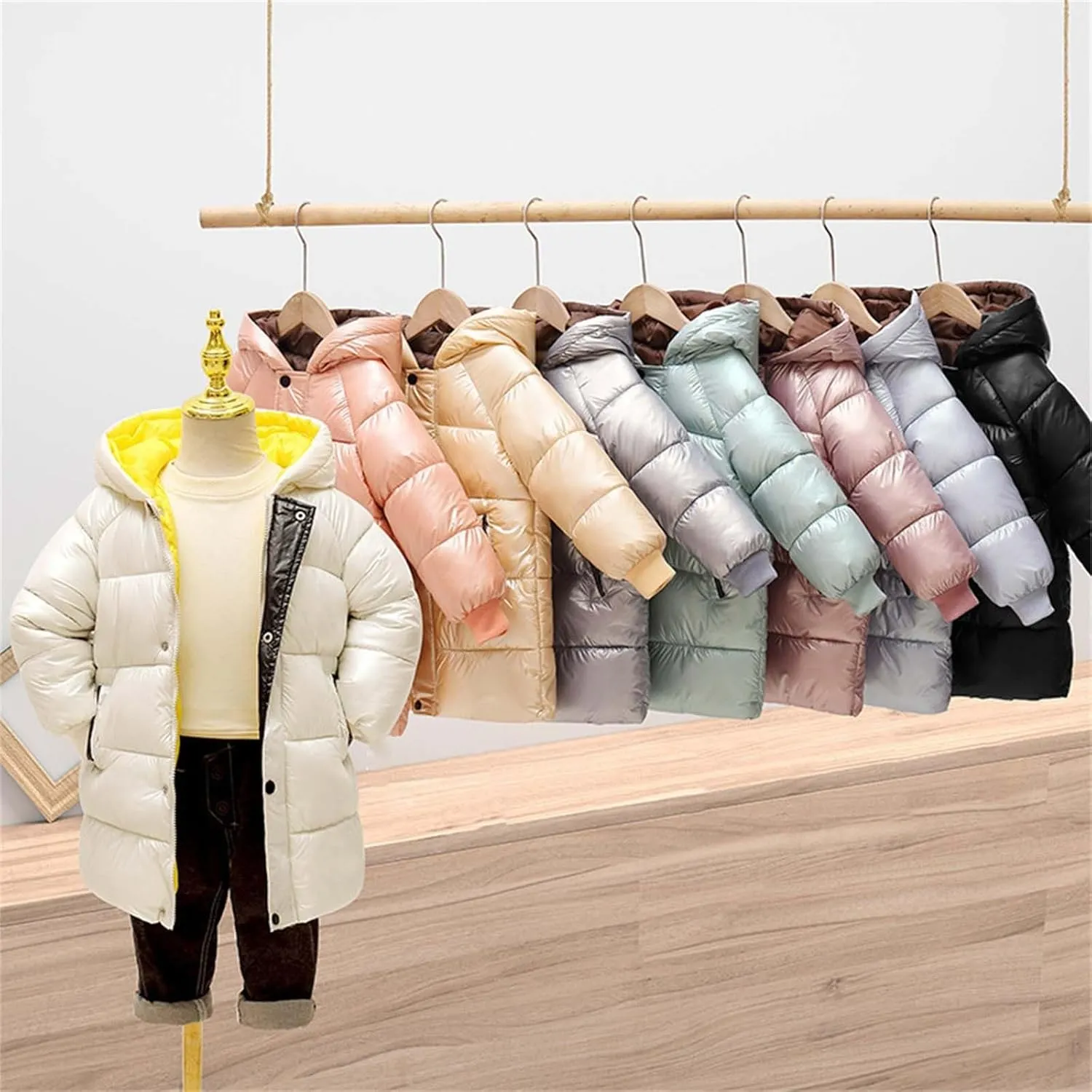Baby Boy Girls Winter Fleece Coats Thick Down Cotton Padded Jacket Hooded Zipper Windproof Snow Outerwear