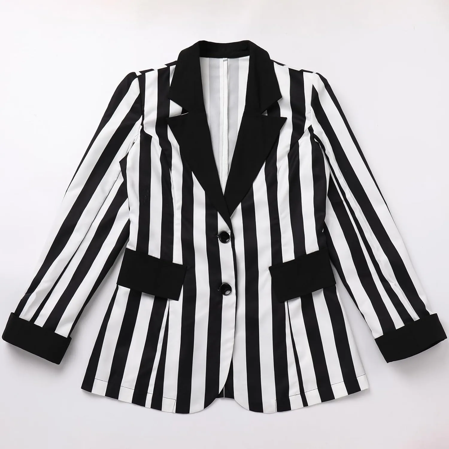 Black Blazer Jacket for Women Long Sleeve Single-Breasted Button Striped Blazers Business Office Blazer