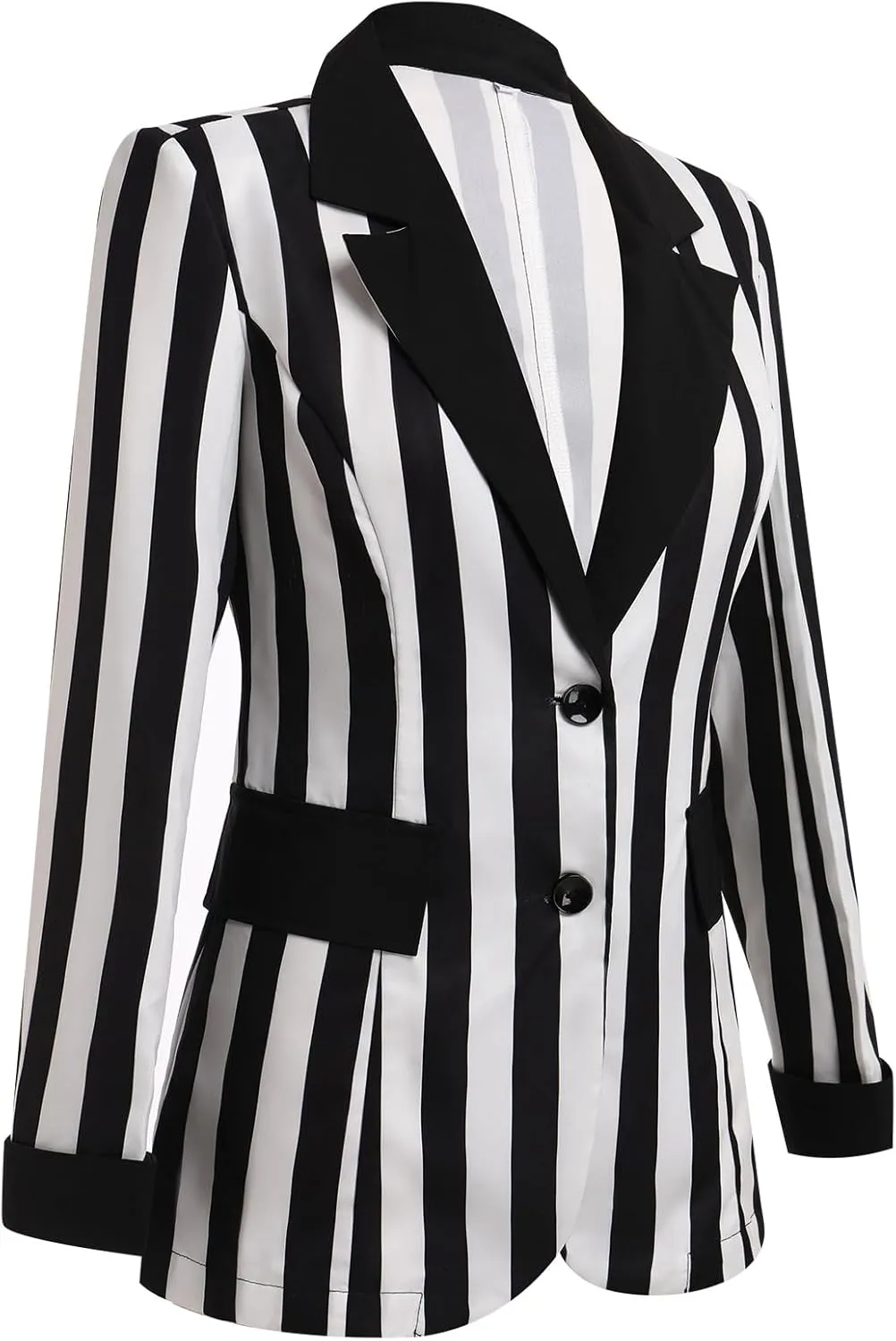 Black Blazer Jacket for Women Long Sleeve Single-Breasted Button Striped Blazers Business Office Blazer