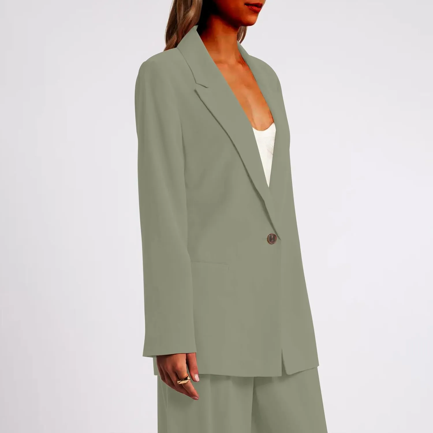 Blazer Jackets for Women Long Sleeved Relaxed Fit Office Work Suit Jackets Solid Lapel Open Front Coat with Pockets