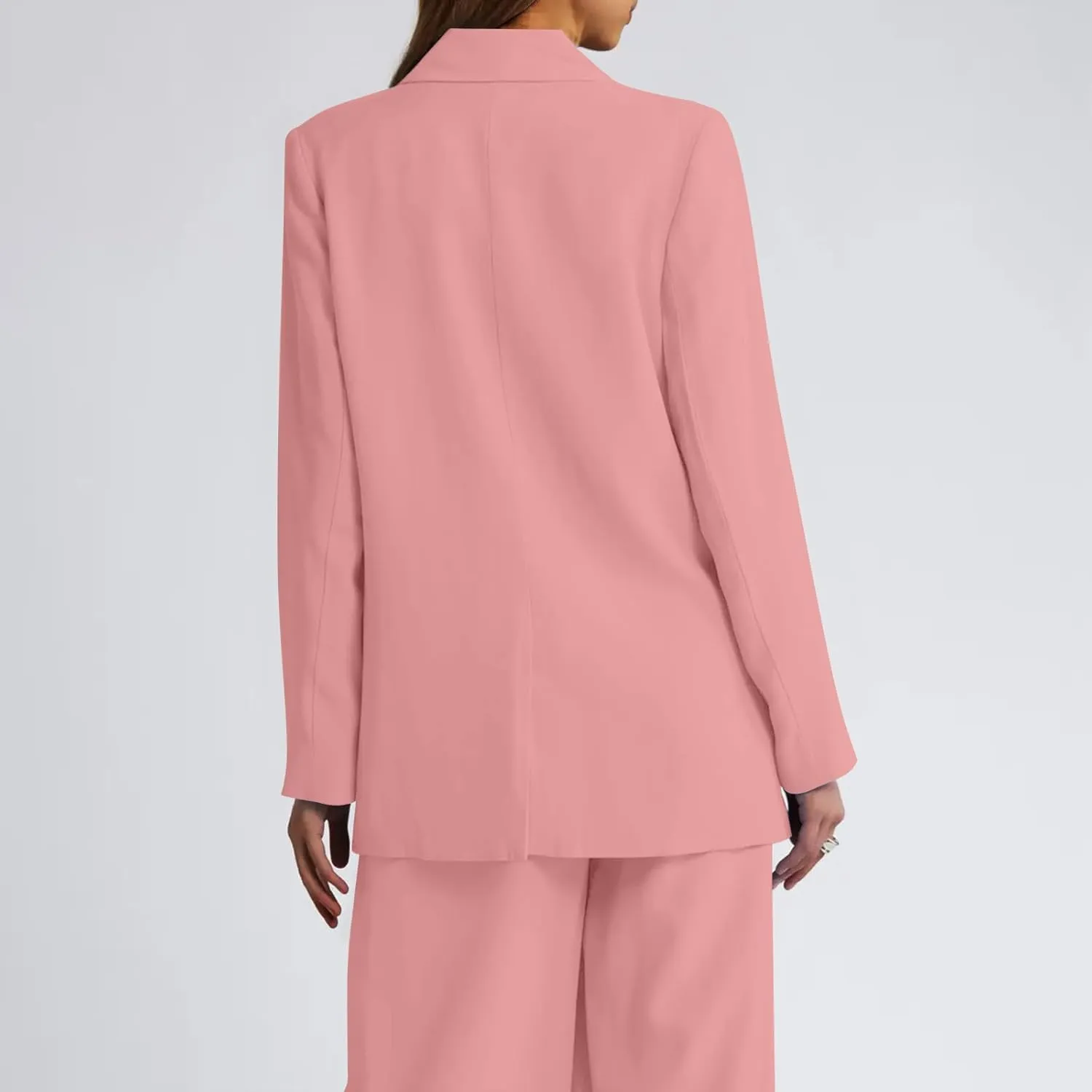 Blazer Jackets for Women Long Sleeved Relaxed Fit Office Work Suit Jackets Solid Lapel Open Front Coat with Pockets