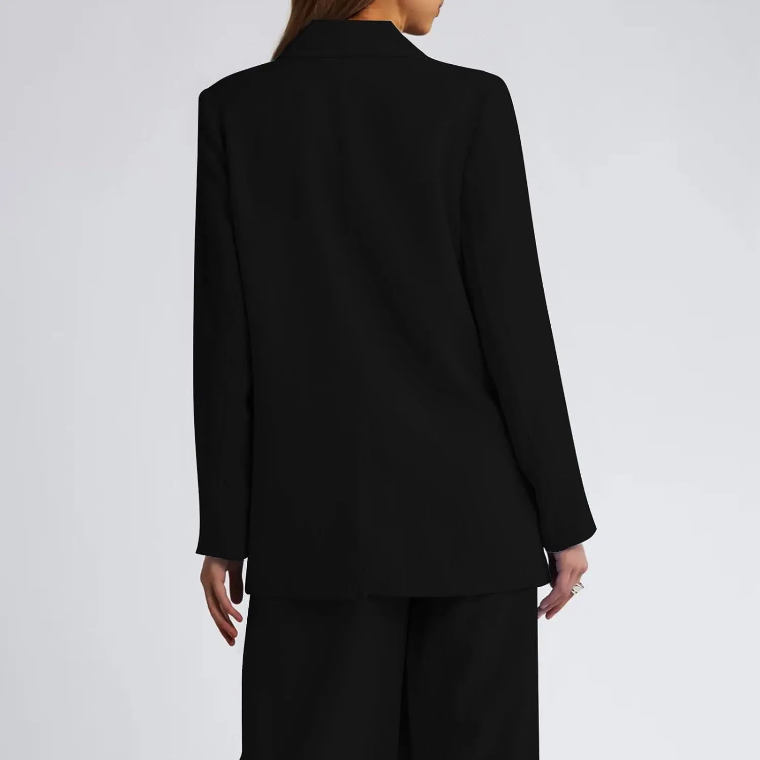 Blazer Jackets for Women Long Sleeved Relaxed Fit Office Work Suit Jackets Solid Lapel Open Front Coat with Pockets