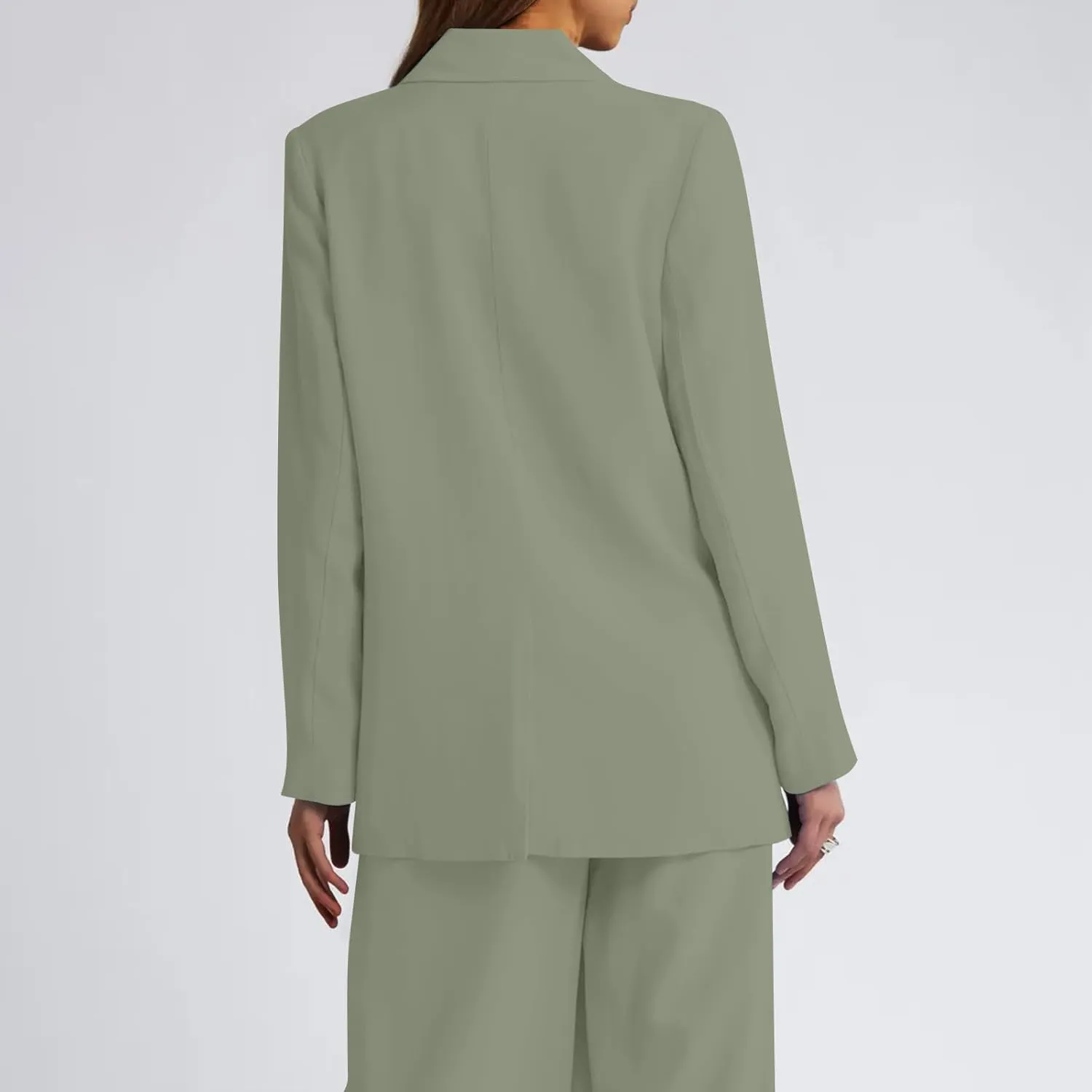 Blazer Jackets for Women Long Sleeved Relaxed Fit Office Work Suit Jackets Solid Lapel Open Front Coat with Pockets