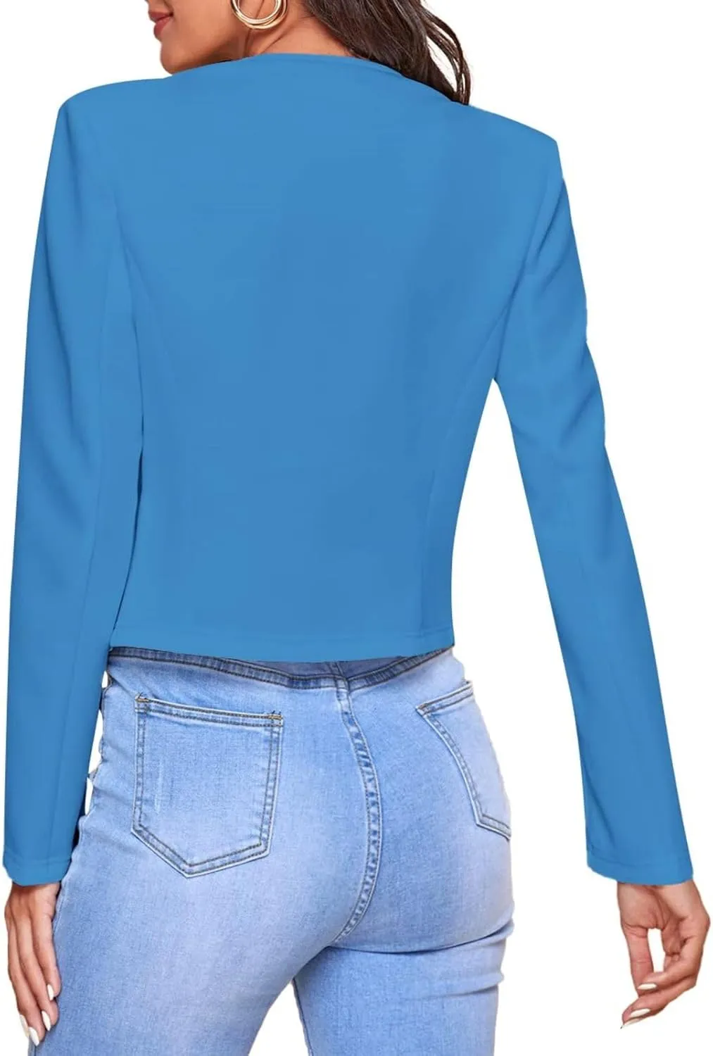 Blazers for Women Bussiness Casual Cropped Open Front Blazer Jacket Long Sleeves Dressy Work Suite Jackets with Pockets