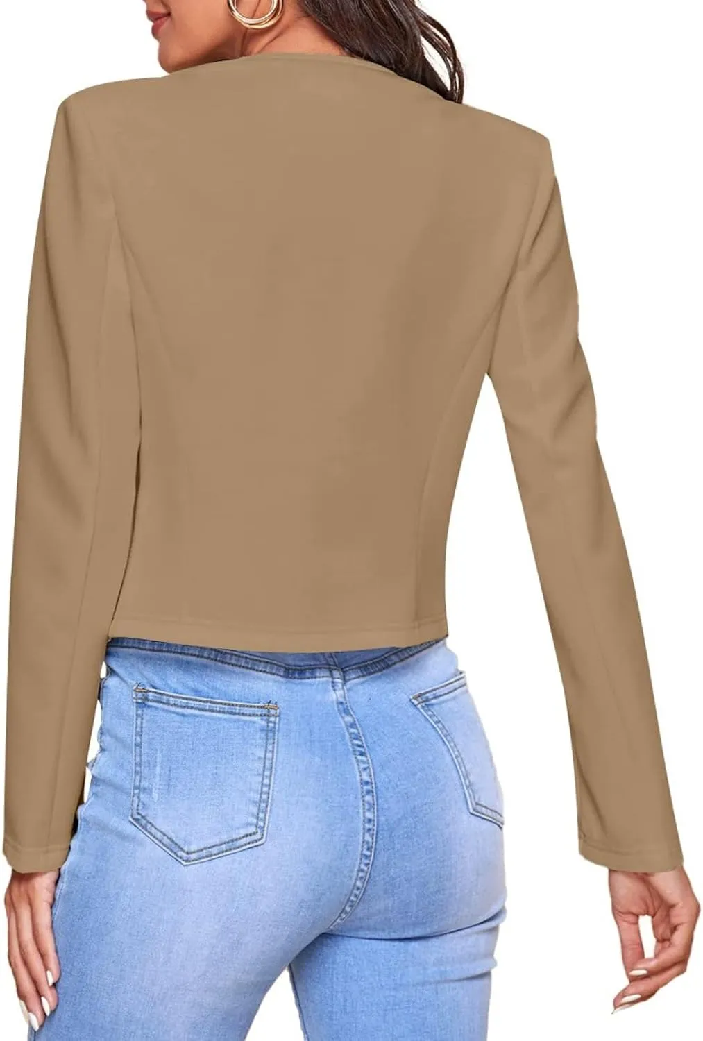 Blazers for Women Bussiness Casual Cropped Open Front Blazer Jacket Long Sleeves Dressy Work Suite Jackets with Pockets