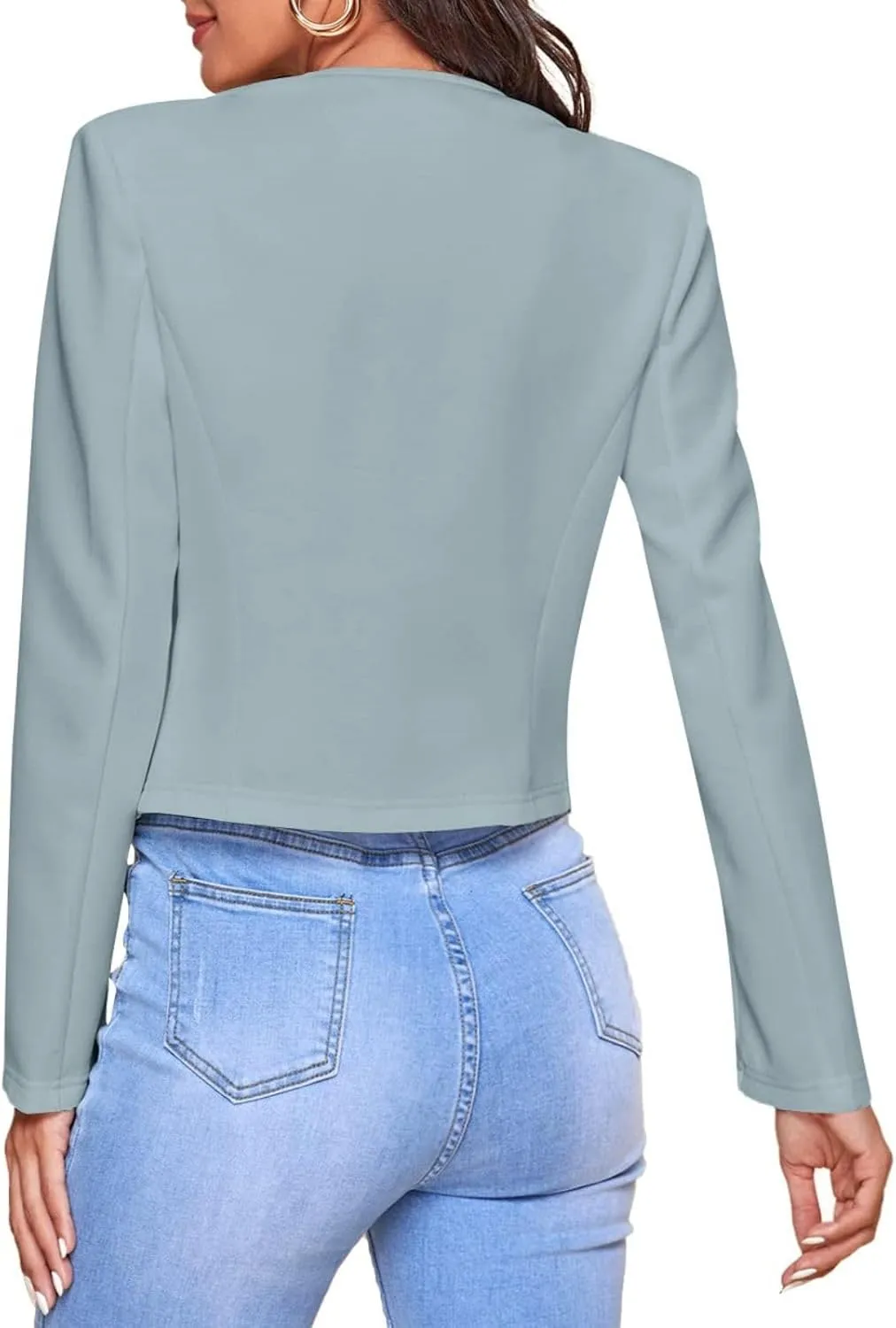 Blazers for Women Bussiness Casual Cropped Open Front Blazer Jacket Long Sleeves Dressy Work Suite Jackets with Pockets