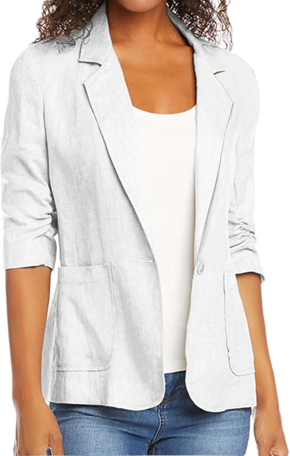 Blazers for Women Fashion Casual Single-Breasted Suit Jackets Long Sleeve Open Front Work Office Blazer with Pockets