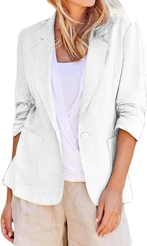 Blazers for Women Fashion Casual Single-Breasted Suit Jackets Long Sleeve Open Front Work Office Blazer with Pockets