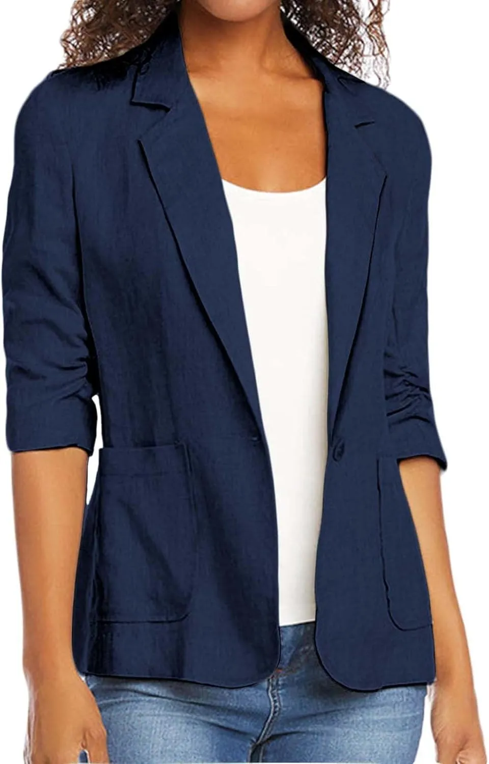 Blazers for Women Fashion Casual Single-Breasted Suit Jackets Long Sleeve Open Front Work Office Blazer with Pockets