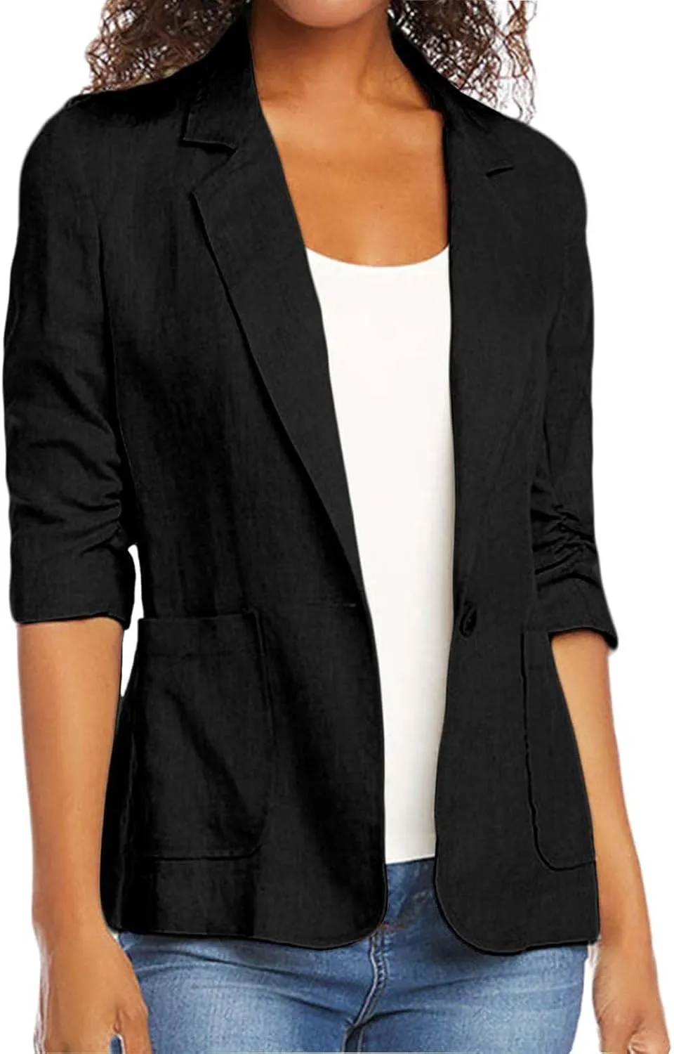 Blazers for Women Fashion Casual Single-Breasted Suit Jackets Long Sleeve Open Front Work Office Blazer with Pockets