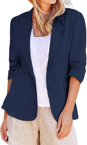 Blazers for Women Fashion Casual Single-Breasted Suit Jackets Long Sleeve Open Front Work Office Blazer with Pockets