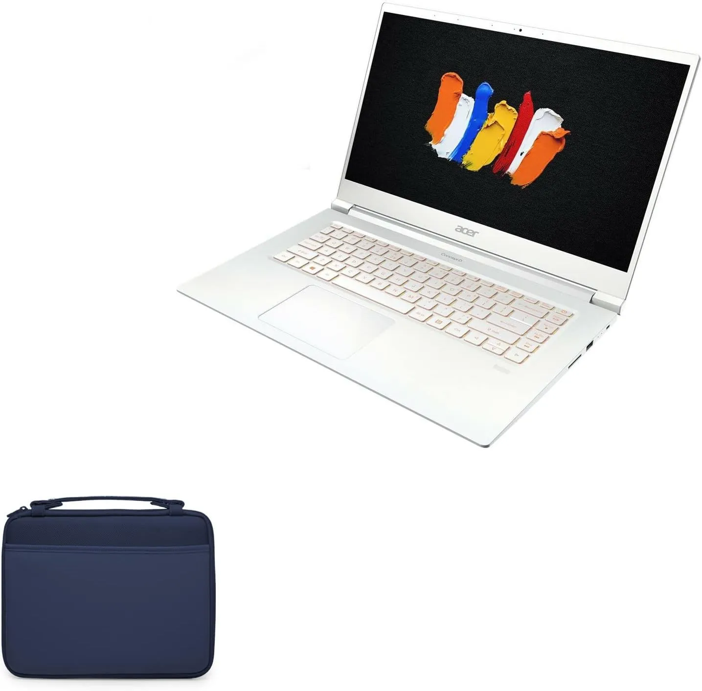 BoxWave Case Compatible with Acer ConceptD 5 - Hard Shell Briefcase, Slim Messenger Bag Briefcase Cover Side Pockets - Navy