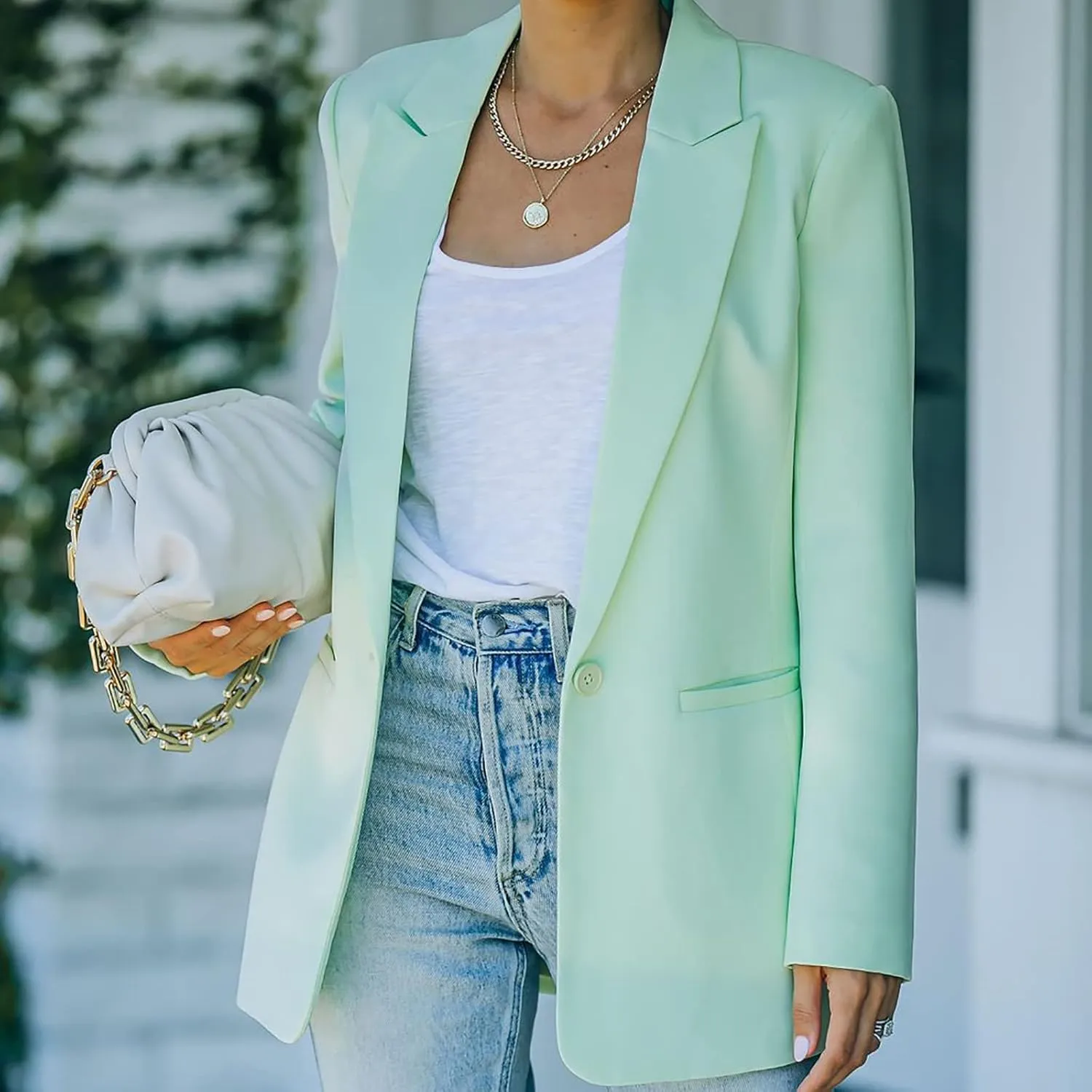 Business Casual Jackets for Women Long Sleeve Work Office Blazer Loose Open Front Lapel Button Jacket Outfit