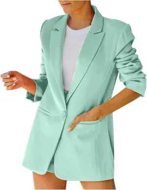 Business Casual Jackets for Women Long Sleeve Work Office Blazer Loose Open Front Lapel Button Jacket Outfit