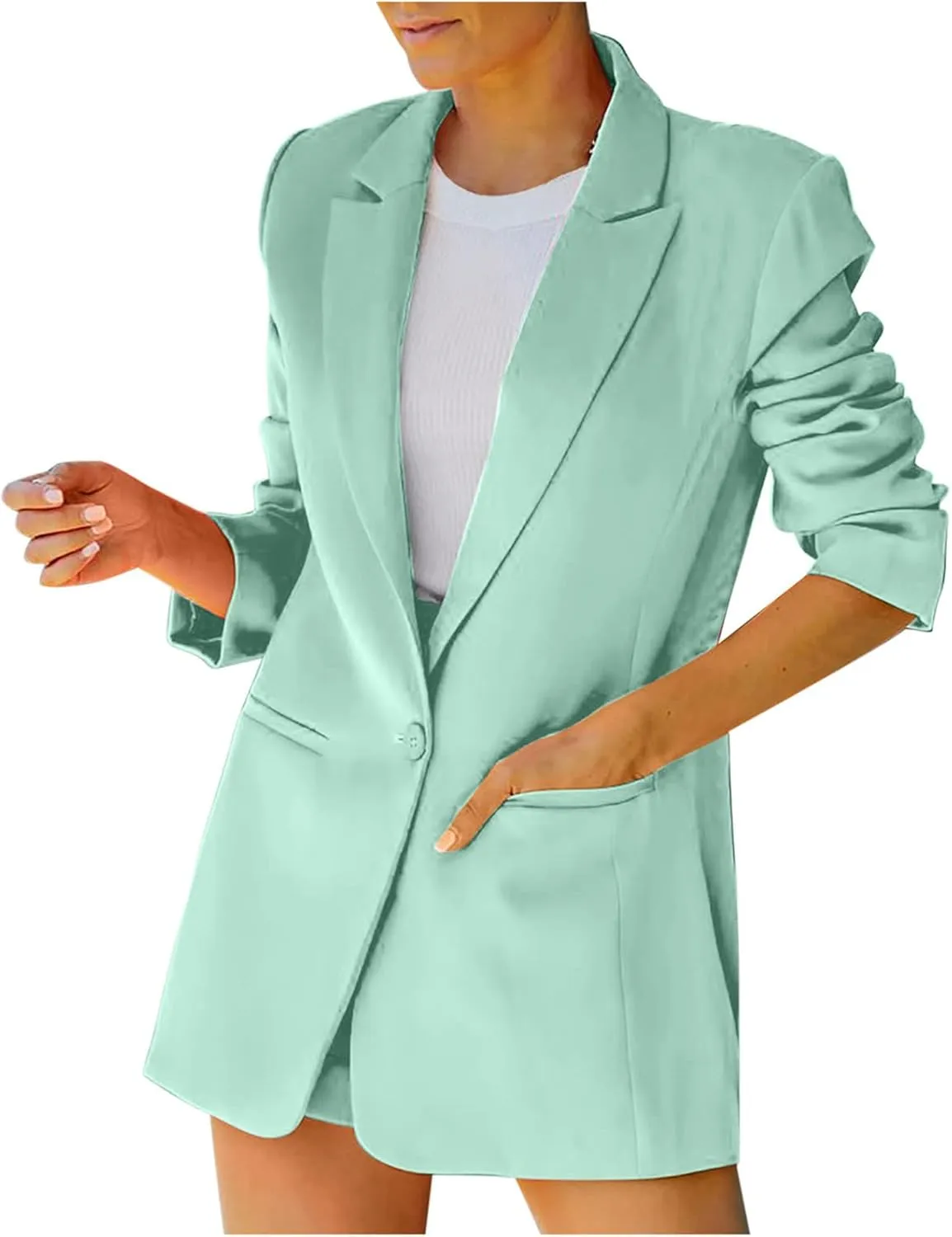 Business Casual Jackets for Women Long Sleeve Work Office Blazer Loose Open Front Lapel Button Jacket Outfit