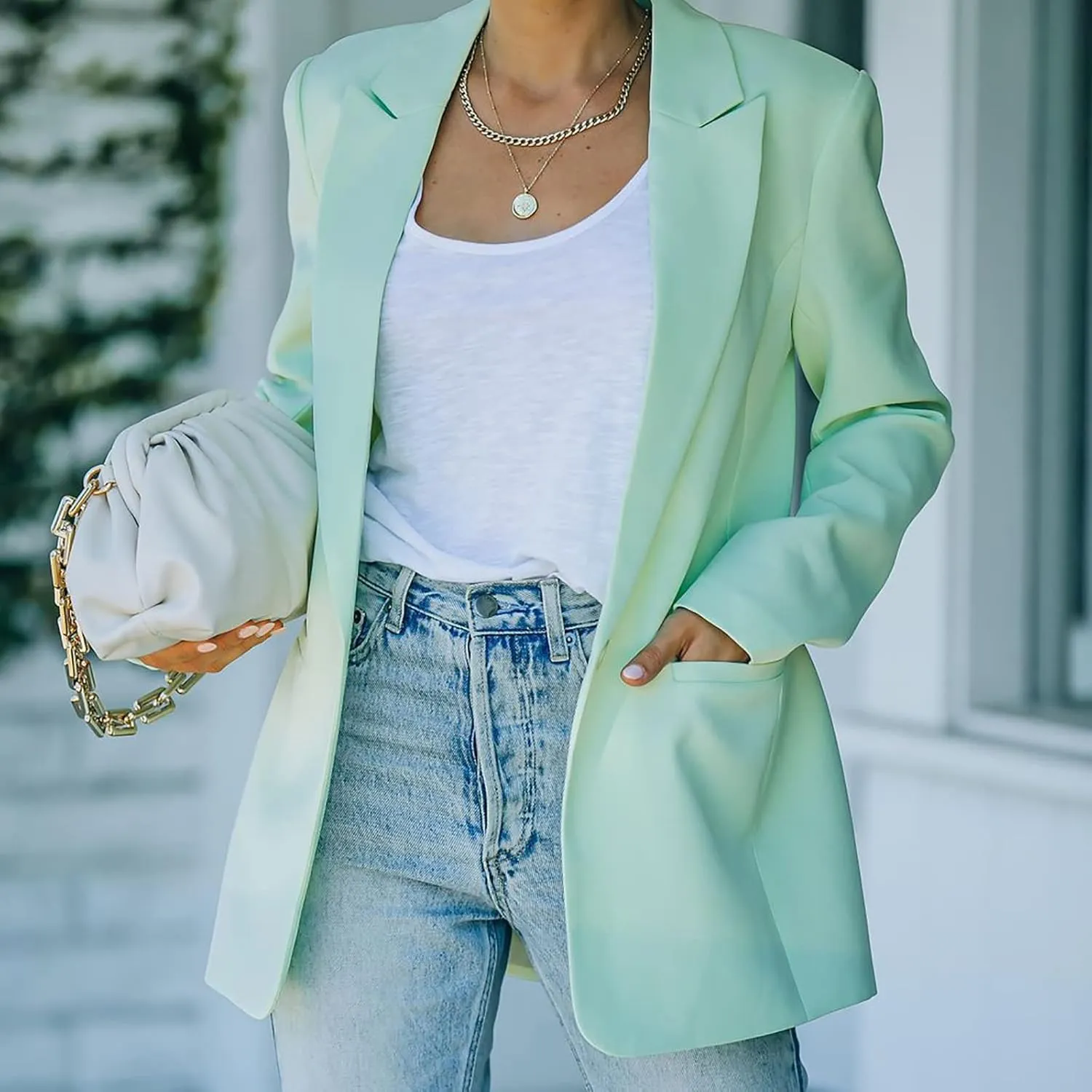 Business Casual Jackets for Women Long Sleeve Work Office Blazer Loose Open Front Lapel Button Jacket Outfit
